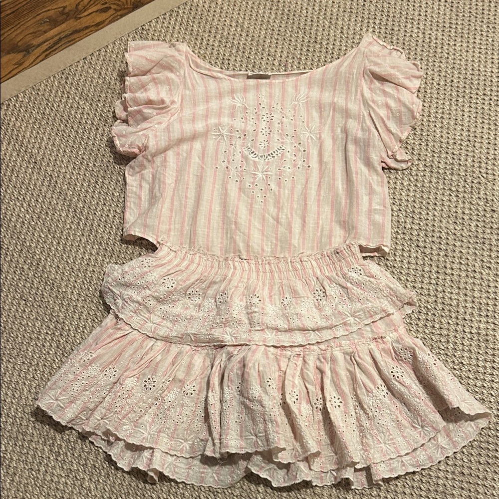 Pink Striped Ruffle Set